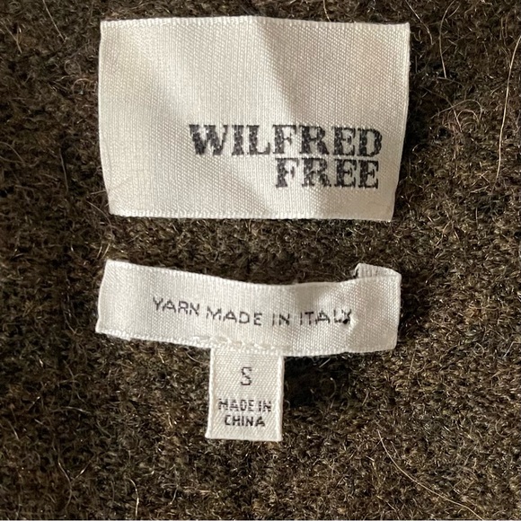 Aritzia Fei Fei Alpaca Blend Sweater Wilfred Free Green Small Boho Wool Fringe - Picture 14 of 15